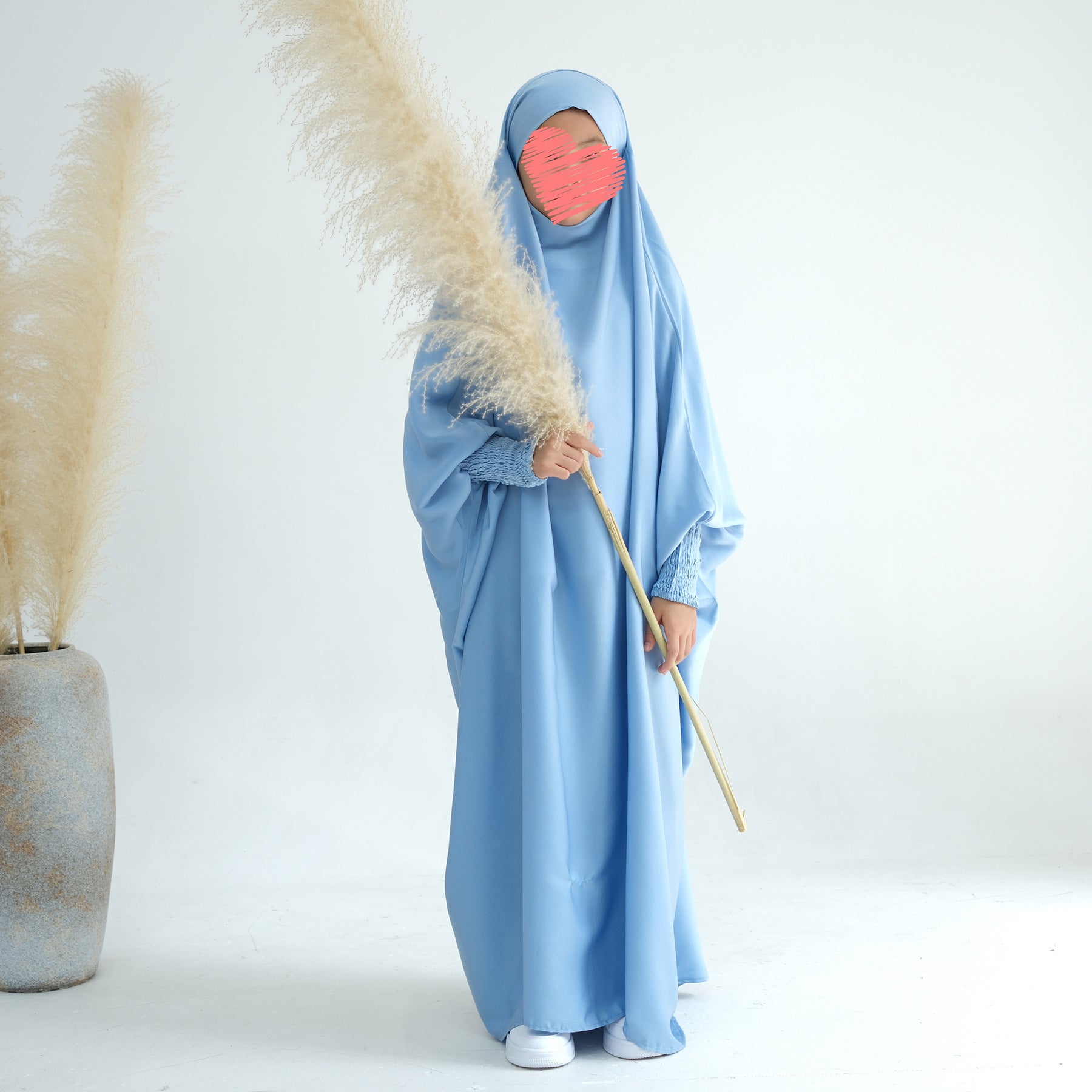 1662#Islamic Clothing Satin Plain Prayer Abaya Jilbab Abaya Muslim Dress For Kids