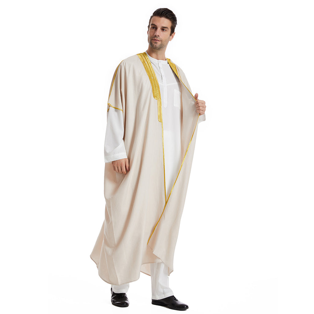 TH829#Abaya Muslim Clothing Long Sleeves Islamic High Quality Men's Robe