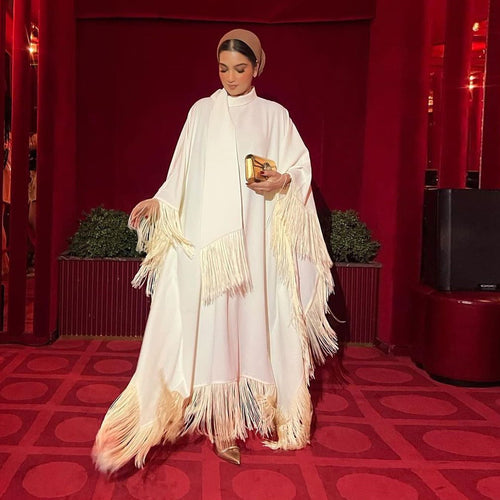 1061# Best Sale Big Bat With Feather Sleeves Prayer Abaya Nida Dress