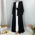 1461#New Arrival Elegant Nida Open Abaya with Matching Floral Lace and Pockets