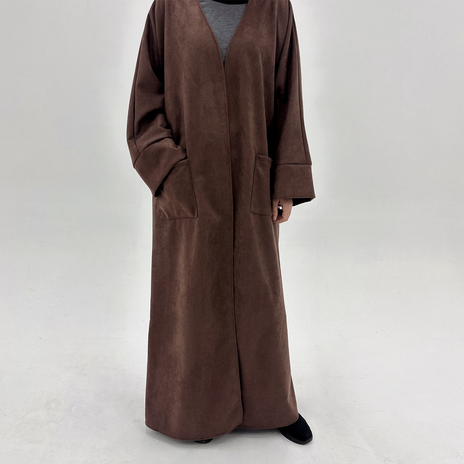 1891#Butterfly Style Kimono Robe Open Cardigan Muslim Women Velvet Winter Abaya