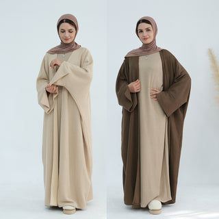 1911#Thick Knitted Winter Fall Cardigan Open Abaya Dress islamic Clothing Plus Size Abaya