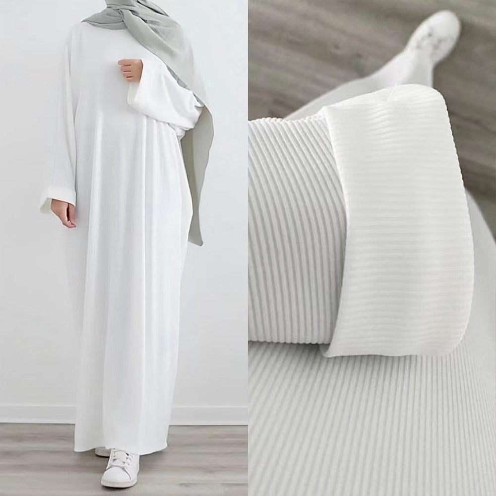 1657#Winter Abaya for Women Muslim Kint Fabric Solid Color Modest Dresses