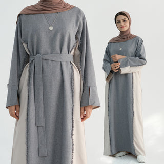 1897#Linen Abaya with Tassels Fashion Abaya Femmes Robe Musulmane Women Islamic Clothing