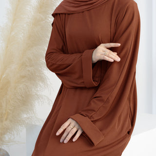 1657#Winter Abaya for Women Muslim Kint Fabric Solid Color Modest Dresses