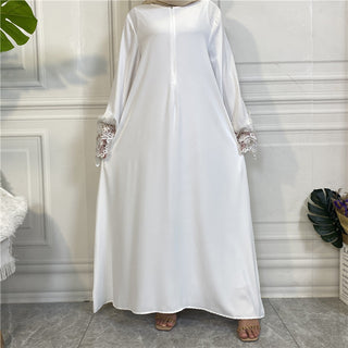 6659#Open zipper long sleeve maxi dresses for muslim women 6 colors