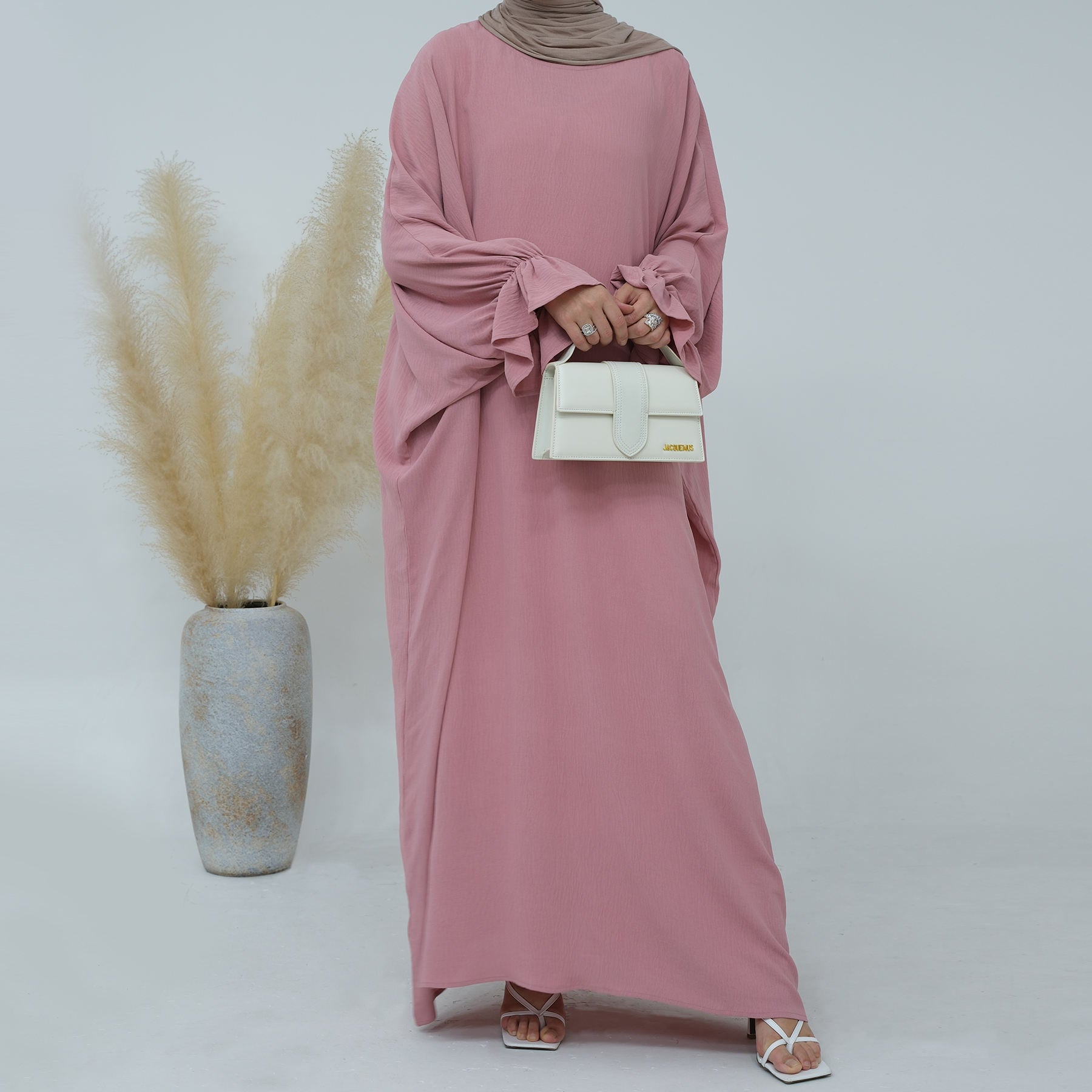 1669#Crepe Long Sleeve Modest Plain Closed Abaya Traditional Muslim Clothing