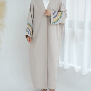 1879# Plus Size Muslim Women Dress Dubai Style Embroidery with Sleeve Cardigan Eid Collection Open Abaya