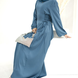 1702#2024 New Modest Dresses Satin Casual Dresses Abaya Women Muslim Dress Ramadan