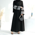 1701#2024 Ramadan Modest Black Abaya Linen Kimono Linen Abaya