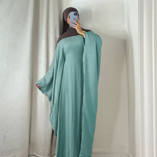 1695# Dubai  Abaya Muslim Women's Dresses With Inside Tie Belt Silk Dress