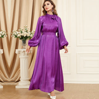 3349# 2023 New Fashion High Quality Satin Muslim Maxi Dress