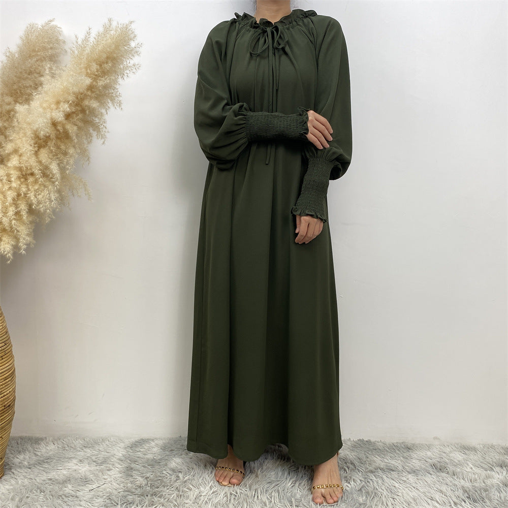 6764# Simple muslim women a-line dress abaya with adjustable neck 6 colors