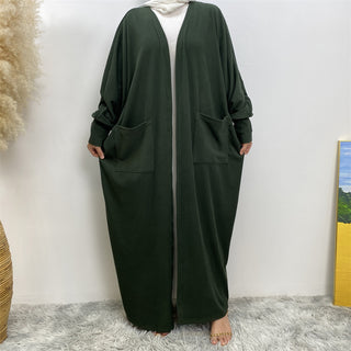 1997#New Fashion Cotton Autumn Winter Coat Cotton Side Pockets Open Abaya