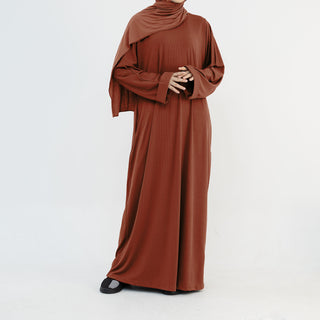 1657#Winter Abaya for Women Muslim Kint Fabric Solid Color Modest Dresses