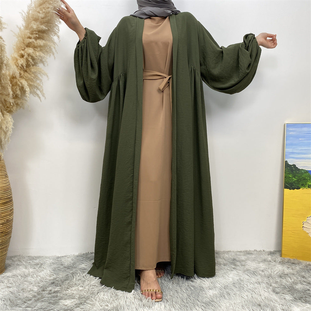 1969# Latest Elastic Cuff Big Lantern Sleeves With Side Pockets Women Abaya 的副本