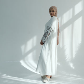 1915#Crepe Latest Abaya Women EID Embroidery Open Abaya Dubai Islamic Turkey Dresses