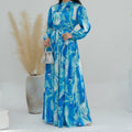 1723#New Style Printed Dress Muslim Ladies Abaya Summer Polyester Floral Dress