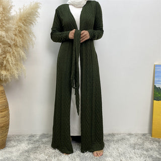 19060-1# New Winter Coat With Side Pockets Women Muslim Abaya Cardigan