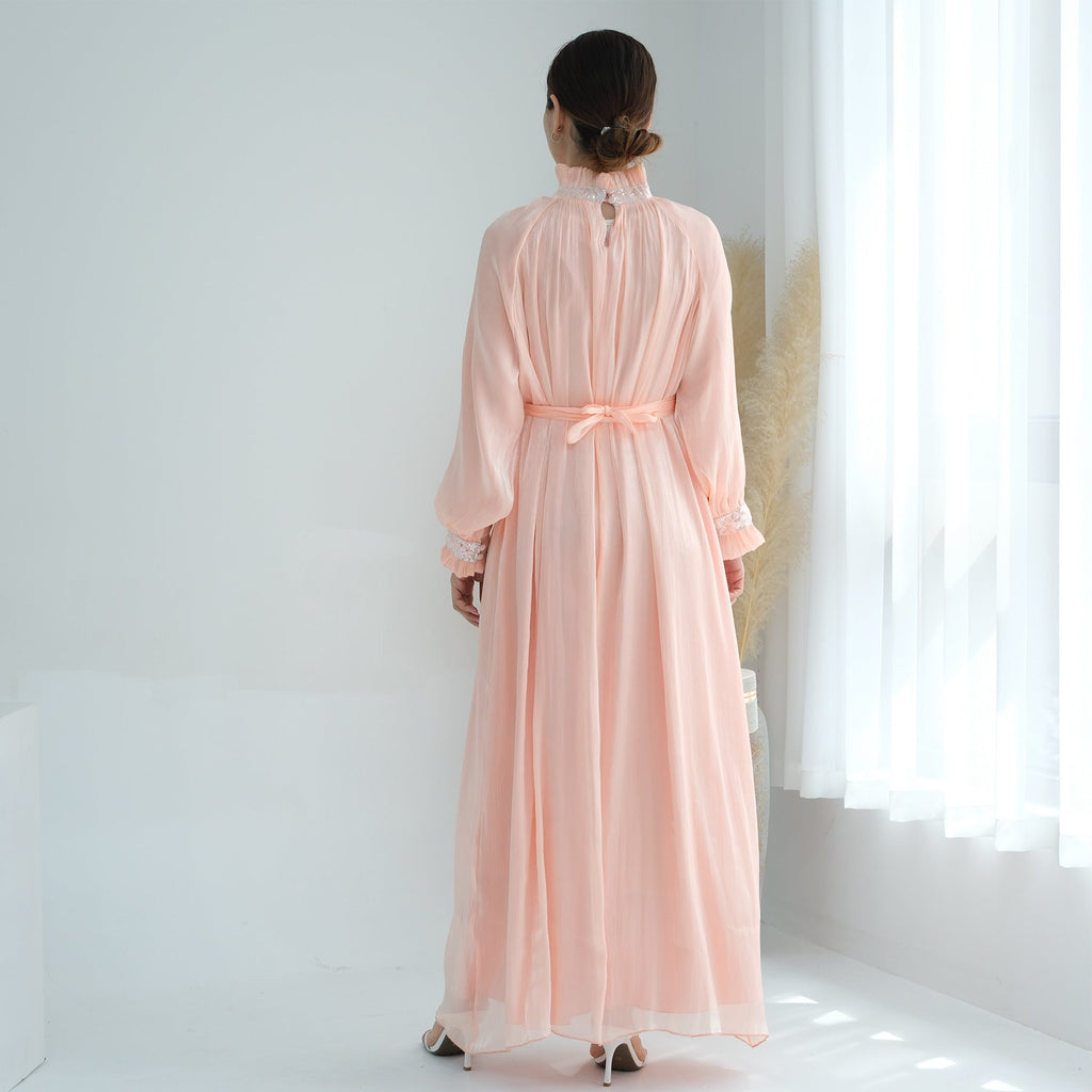 1690#2025 Modest Abaya Women's Dresses Shiny Party Wear Abaya Women Muslim Dress With Lining