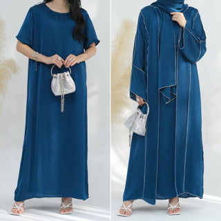 1692#2024 Ramadan 2 Piece EID Islamic Clothingomen Muslim Dress Modest Abaya Set