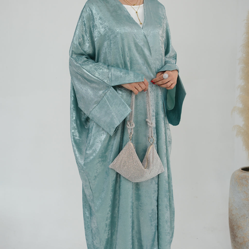 1795#New Fashion Cardigan Abaya Shinny Polyester Modest Front Open Abaya