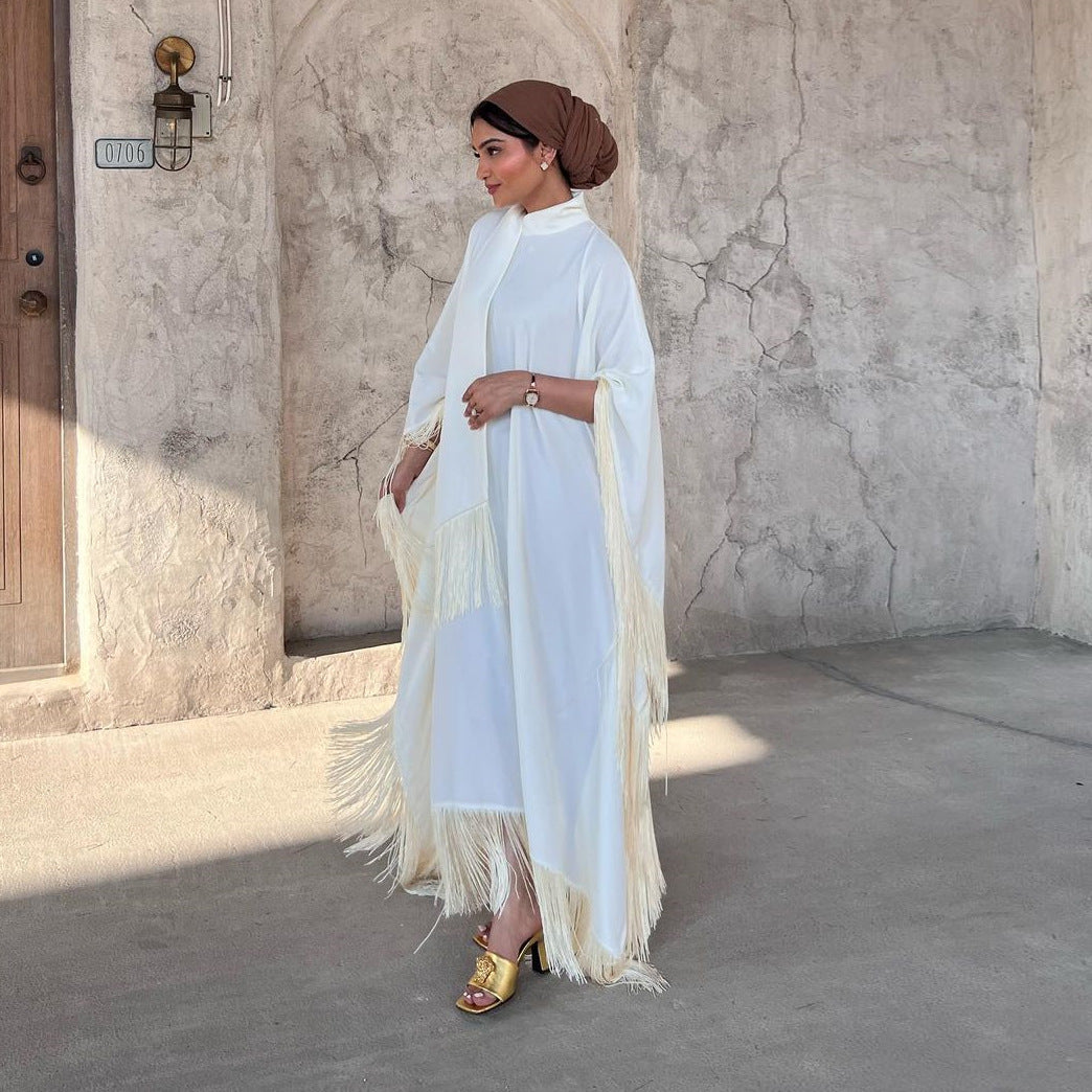 1061# Best Sale Big Bat With Feather Sleeves Prayer Abaya Nida Dress