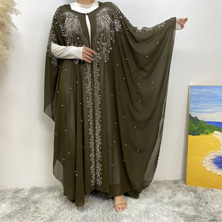 6741# Luxury diamond rhinestone muslim women's Eid Ramadan chiffon Abaya