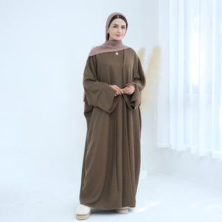 1911#Thick Knitted Winter Fall Cardigan Open Abaya Dress islamic Clothing Plus Size Abaya