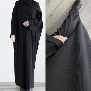 1657#Winter Abaya for Women Muslim Kint Fabric Solid Color Modest Dresses