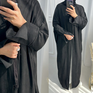 1670#New Autumn Soft Velvet Muslim Winter Kaftan Abaya Dubai Women Open Abaya Modest Dress