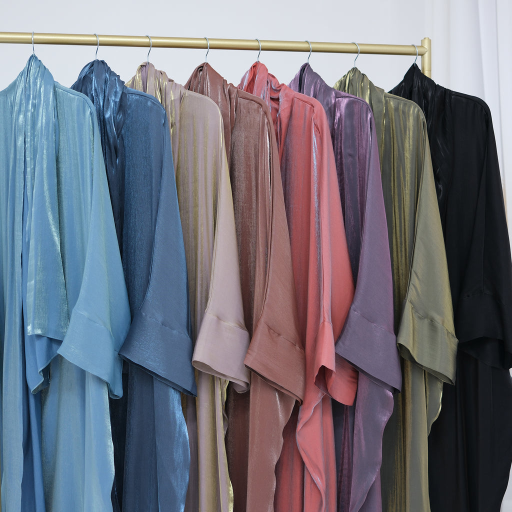 1789# 2024 New Shinny Polyester One Piece Hoodie Abaya Dubai Modest Dress with Attached Hijab