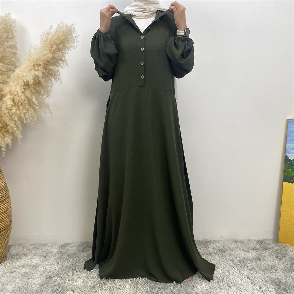 6771# Newest chiffon maxi dress muslim women abaya dresses with pockets 5 colors