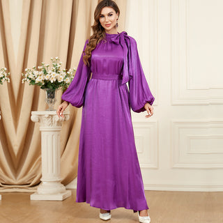 3349# 2023 New Fashion High Quality Satin Muslim Maxi Dress