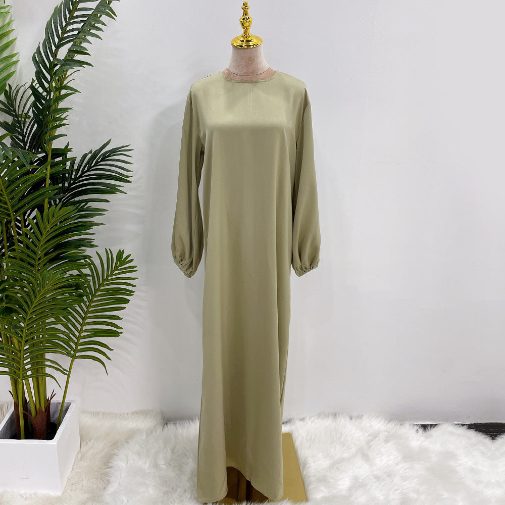 1590# 2pc Satin Abaya wrap skirt set islamic clothing modest women muslim dresses