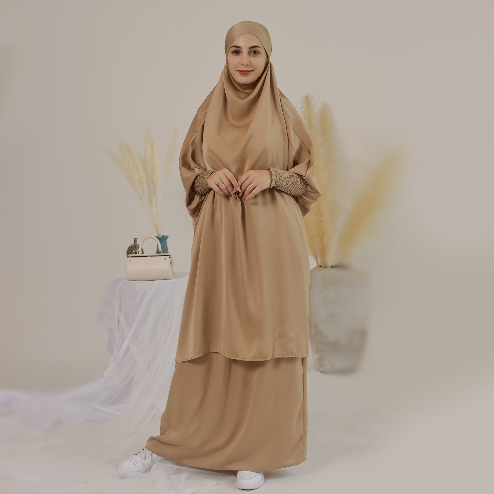 1618#Islamic Clothing 2pcs Prayer Abaya Jilbab_ For Muslim Women