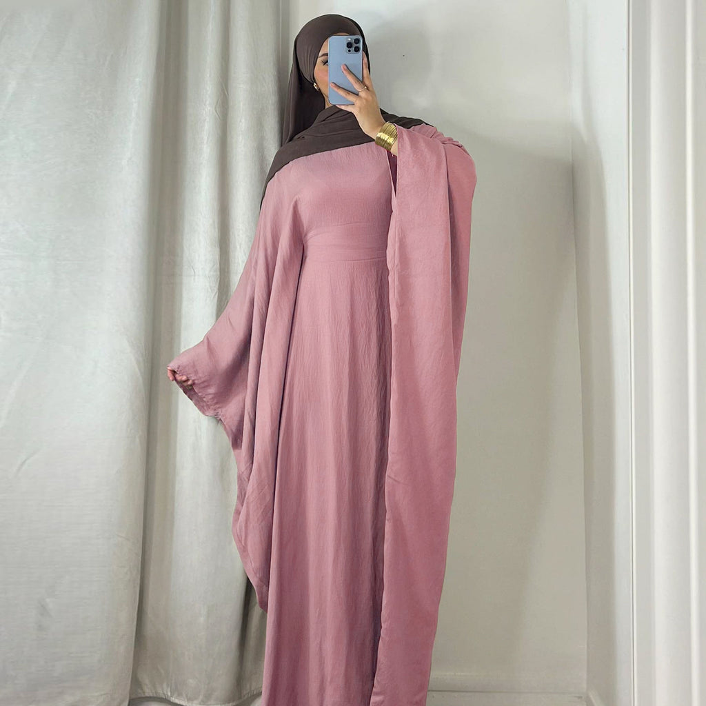 1695# Dubai  Abaya Muslim Women's Dresses With Inside Tie Belt Silk Dress