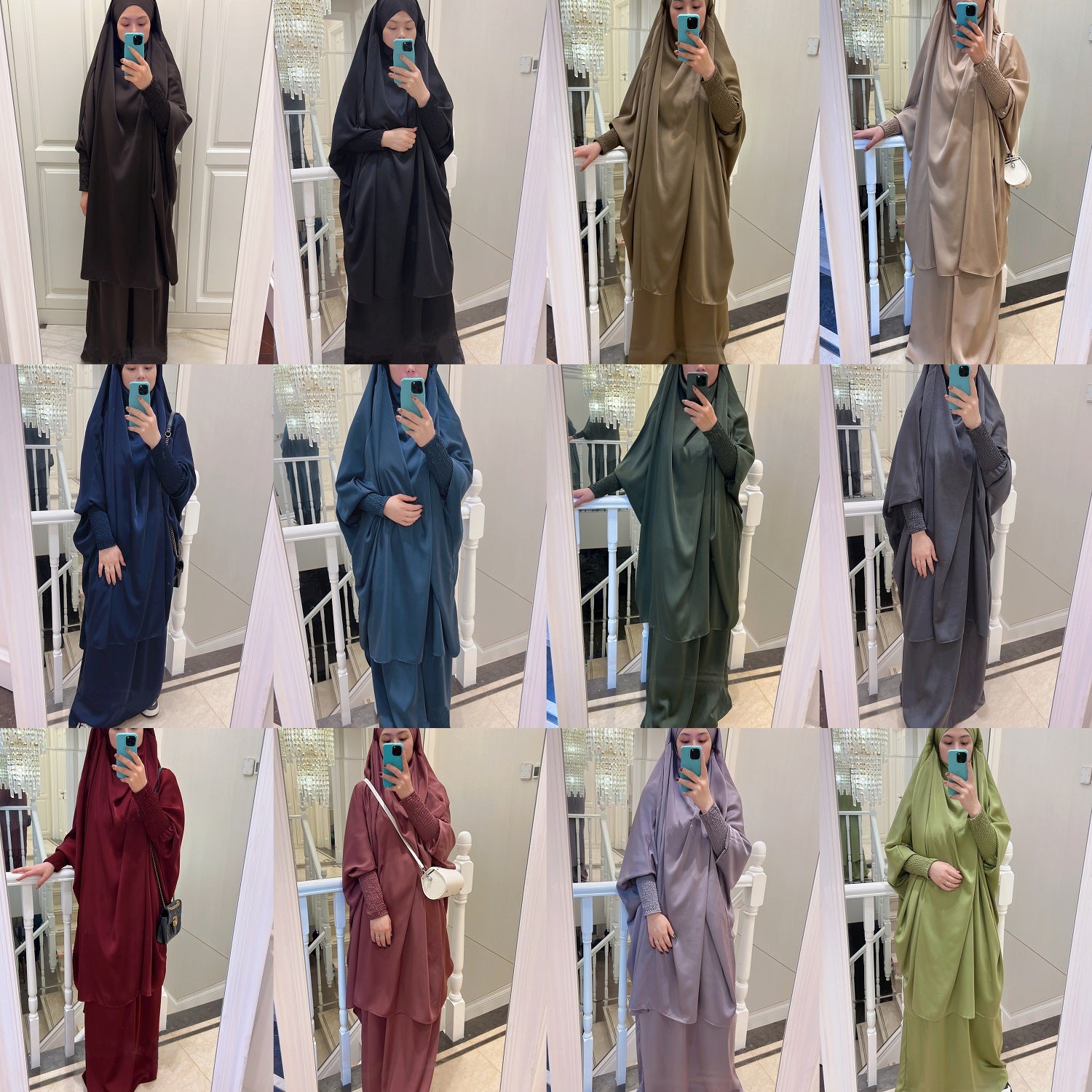 1618#Islamic Clothing 2pcs Prayer Abaya For Muslim Women