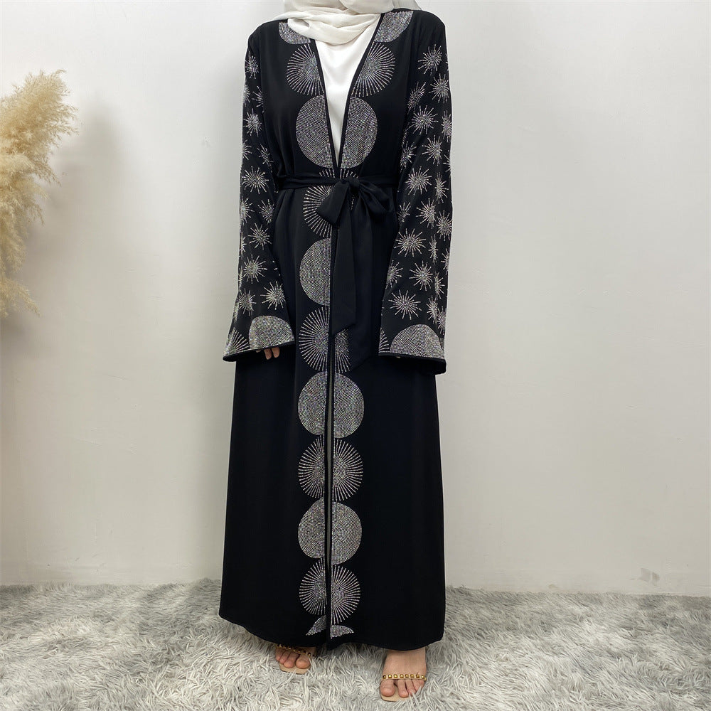 1423# Latest Ramadan Abaya For Women Muslim Fashion Luxury Silver Sequin Abaya