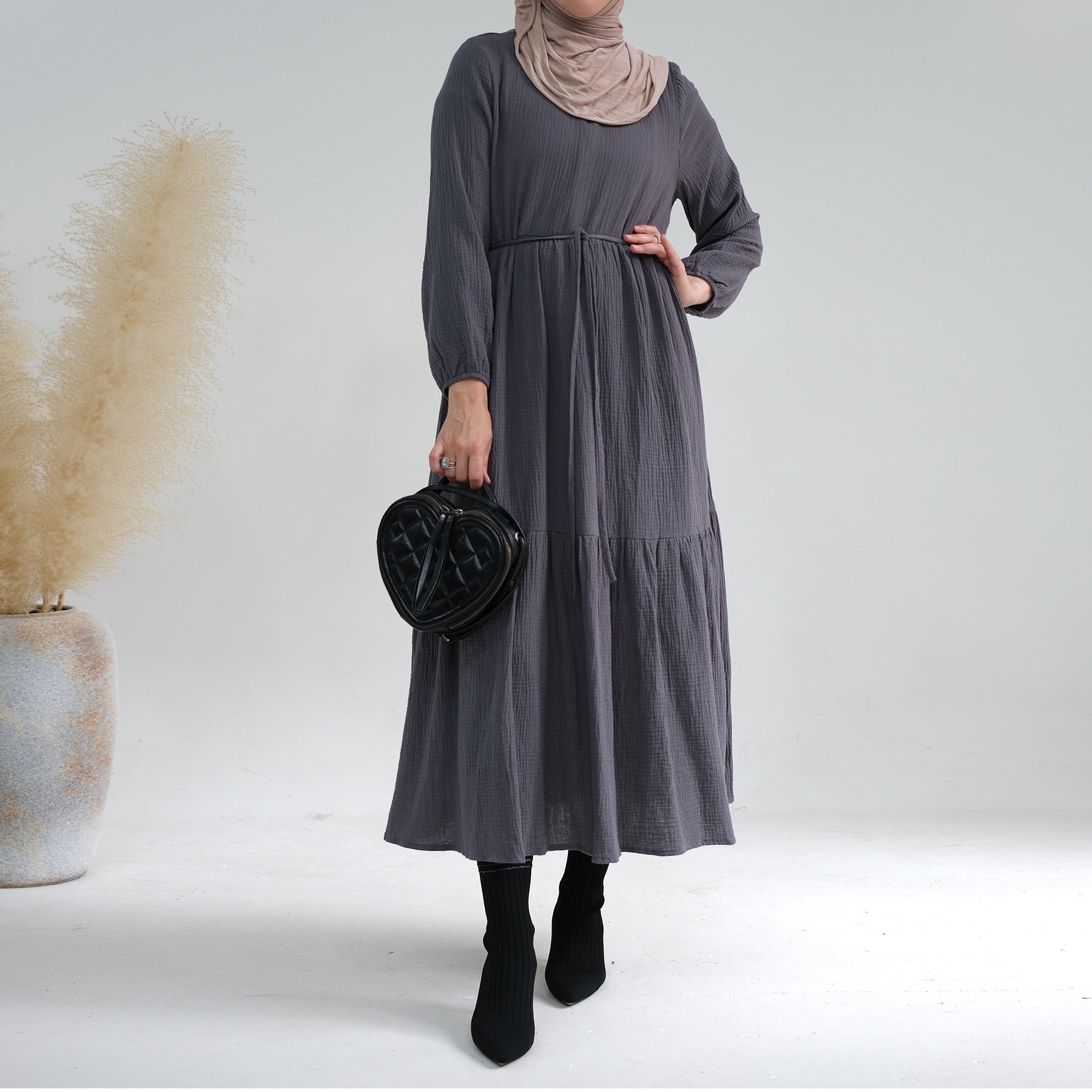 1659#New Style Cotton Long Sleeves Women Dresses Abaya Women Muslim Dress Abaya