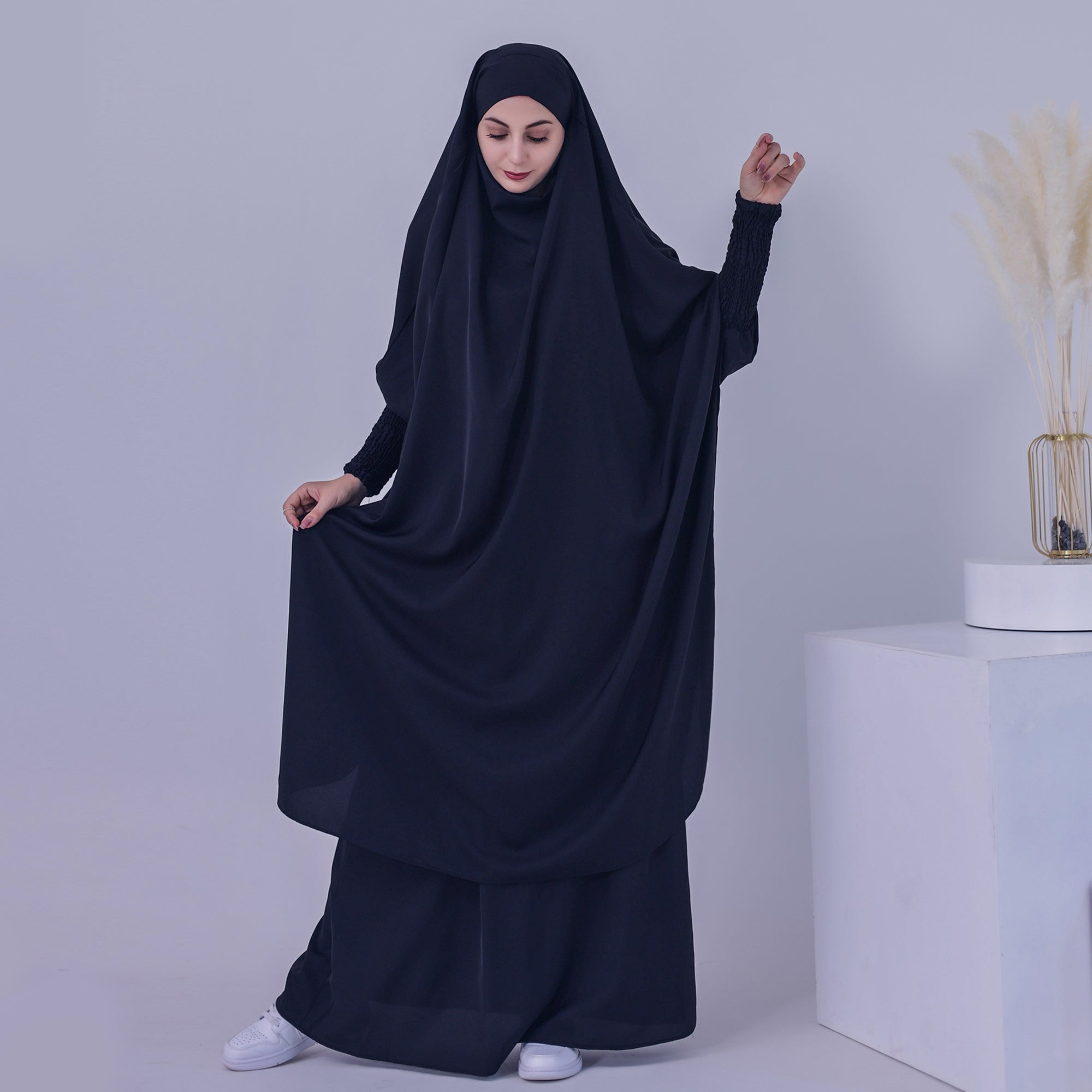 1459#Arabic Abaya Muslim Dresses dubai 2 piece set Nida Prayer Abaya