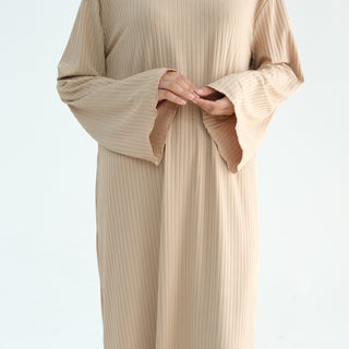 1905#High Neck Simple Daily Wear Plain Modest Abaya Women Muslim Dress Long Sleeve Slip Dress