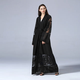 1546#Latest Designs New Wholesale Clothing Floral Lace Turkish Kimono Abaya