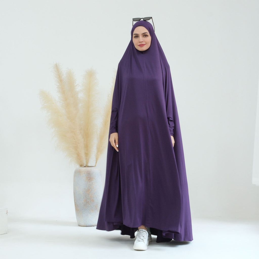1628#New Abaya Femmes Robe Musulmane Jersey One Piece Prayer Abaya