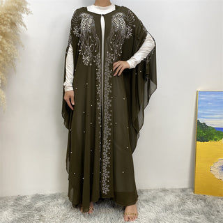 6741# Luxury diamond rhinestone muslim women's Eid Ramadan chiffon Abaya