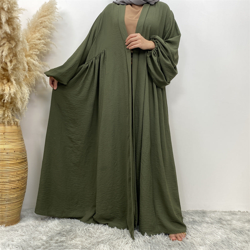 1969# Latest Elastic Cuff Big Lantern Sleeves With Side Pockets Women Abaya 的副本