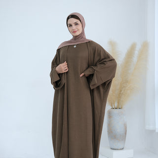 1911#Thick Knitted Winter Fall Cardigan Open Abaya Dress islamic Clothing Plus Size Abaya