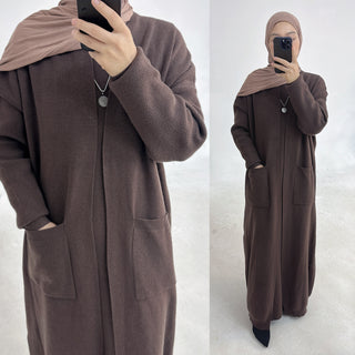 LR906+LR907#Sweater Modest Islamic Clothing Winter Women Muslim Dress and Cardigan  Kimono Abaya