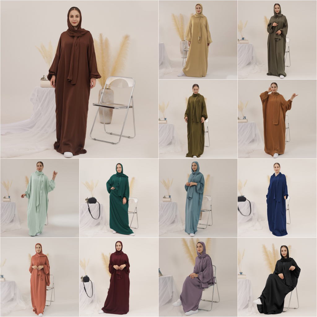 1626#Women Muslim Dress Hoodie Modest Abaya with Attached Hijab