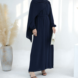 1726# Latest EID Ramadan Islamic Clothing 2 Piece Abaya Set Plain Abaya Women Muslim Dress